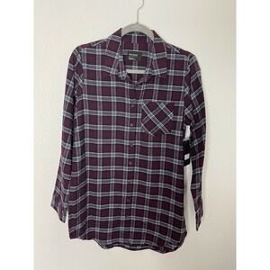 Free Press NWT Women's S Blue/Red Plaid Flannel Button Down Pajama Shirt